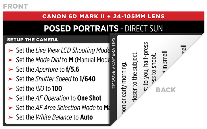 Sample Canon 6D Mark II Cheat Sheet