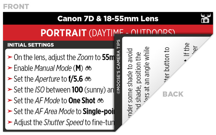 Sample Canon 7D Cheat Sheet