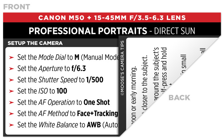 Sample Canon M50 Cheat Sheet