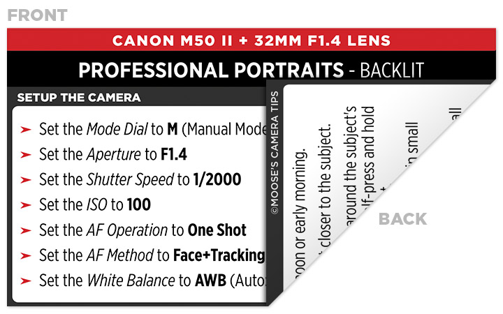 Sample Canon M50 Mark II Cheat Sheet
