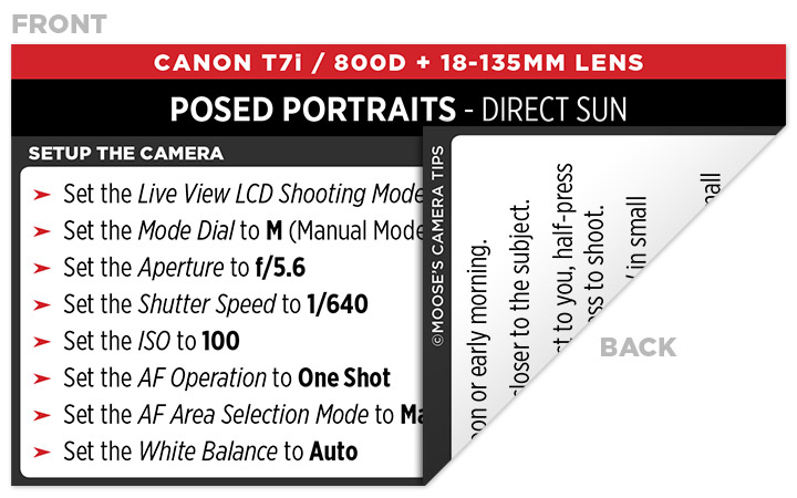 Sample Canon Rebel T7i (EOS 800D) Cheat Sheet