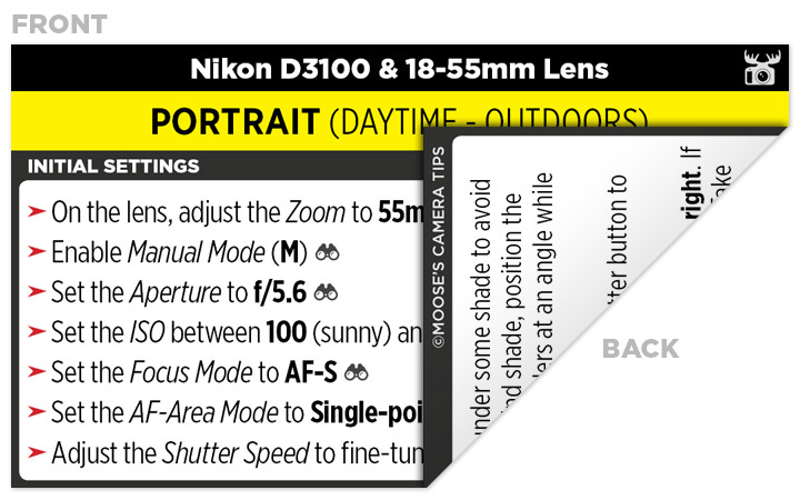 Sample Nikon D3100 Cheat Sheet