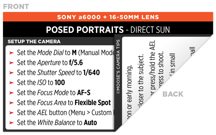 Sample Sony a6000 Cheat Sheet