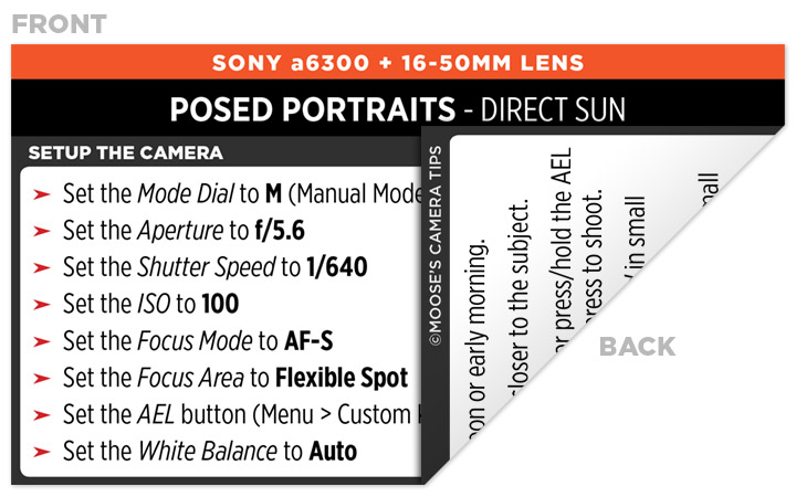 Sample Sony a6300 Cheat Sheet